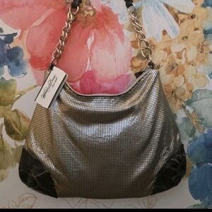 Whiting & Davis Silver Mesh Metallic Hobo Bag NWT READ